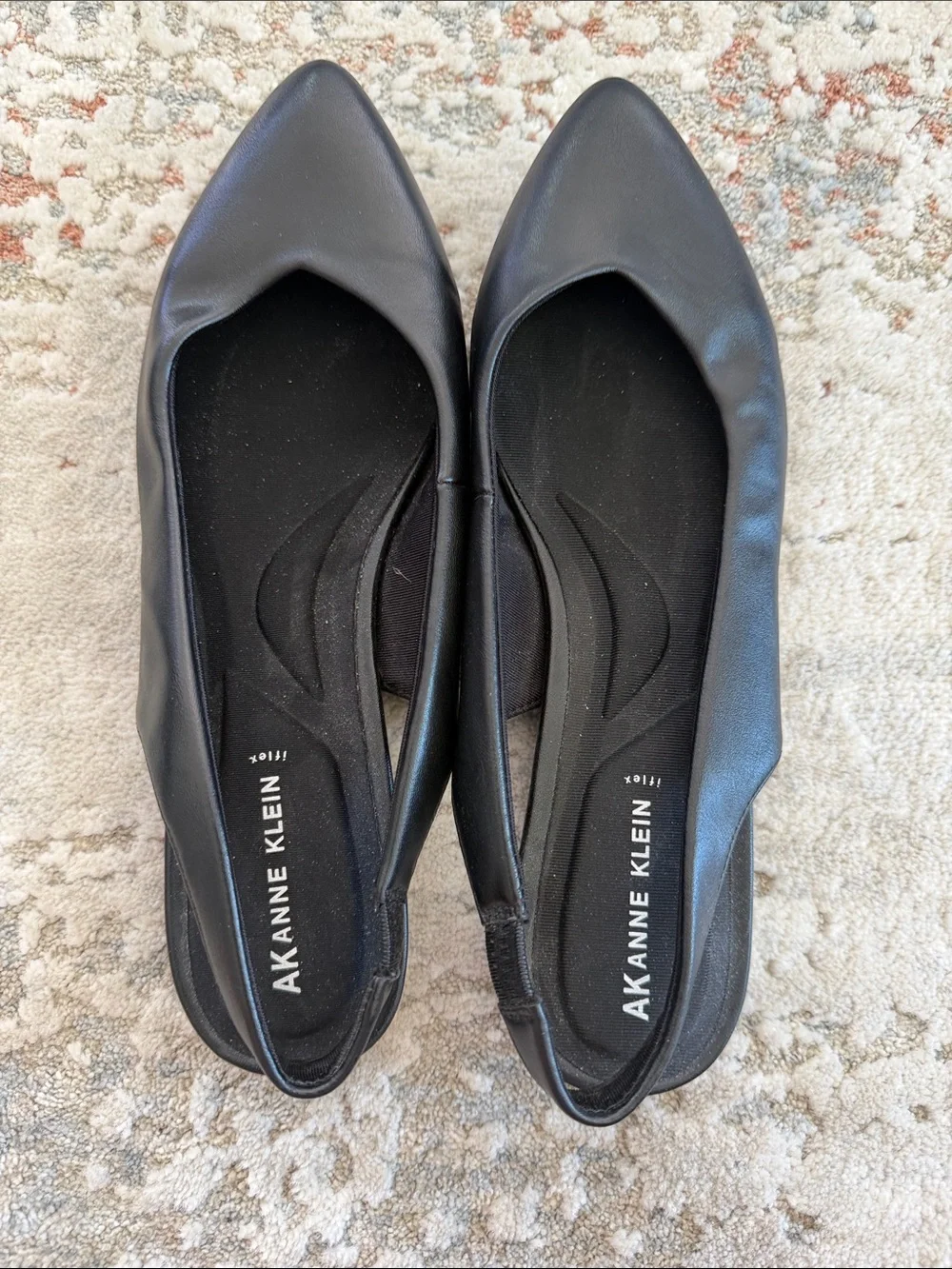 Anne Klein Black Pointed Toe Slip-On Ballet Flats